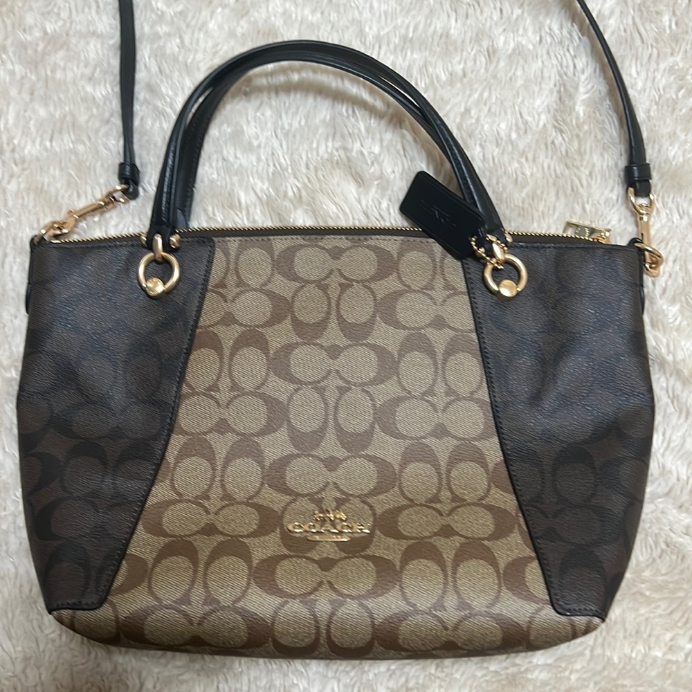 NEVER USED Coach Kacey Satchel In Blocked Signature Canvas